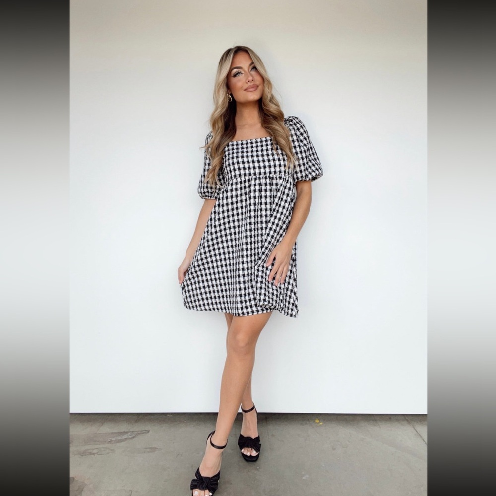 NWT Lane 201 black houndstooth mini dress, size XL